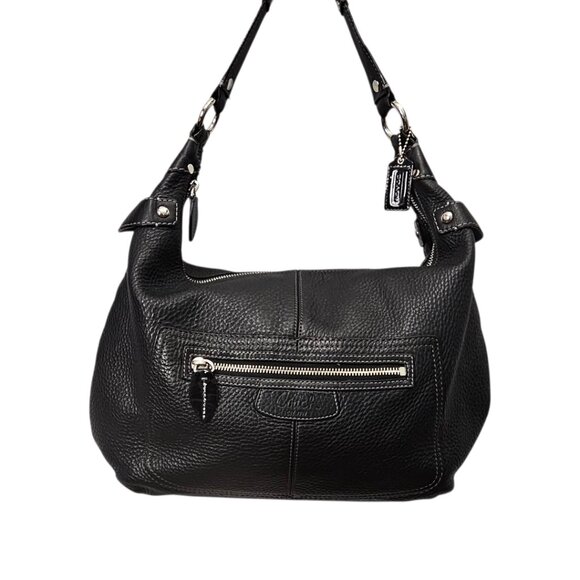 Coach Penelope Pebble Leather Hobo Stud Black F14681 Shoulder Bag COA - Picture 2 of 16